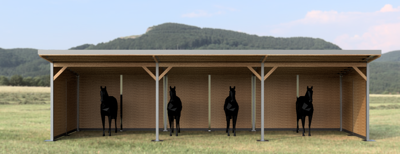 Offenstall & Weidehütte für Pferde – Unterstände nach EU-Normen