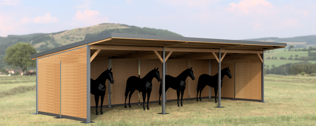 Offenstall & Weidehütte für Pferde – Unterstände nach EU-Normen